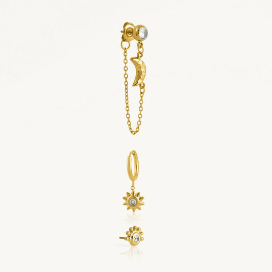 Palmonas Solar Moon Cosmic Charm Mismatched Earring Set