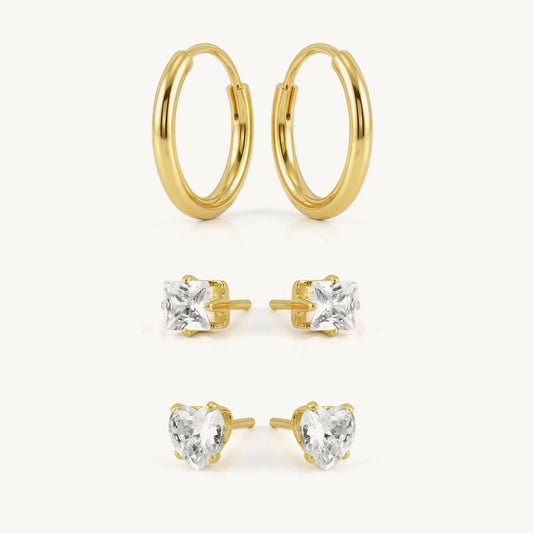 Palmonas Radiant Hoop and CZ Stud Duo earring Set