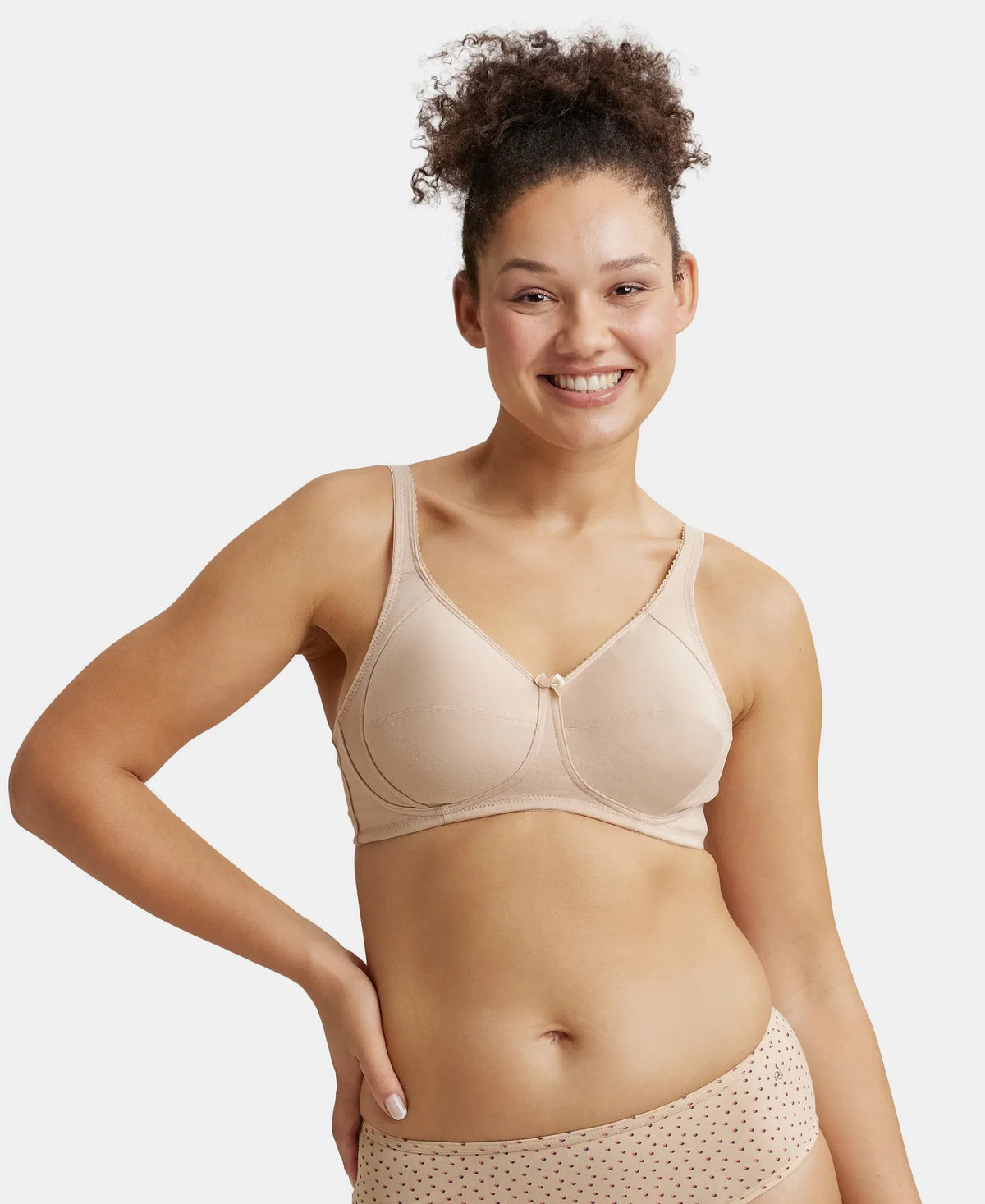 Wirefree Non Padded Super Combed Cotton Elastane Full Coverage Plus Size Bra With Side Panel Support Light Skin Es13