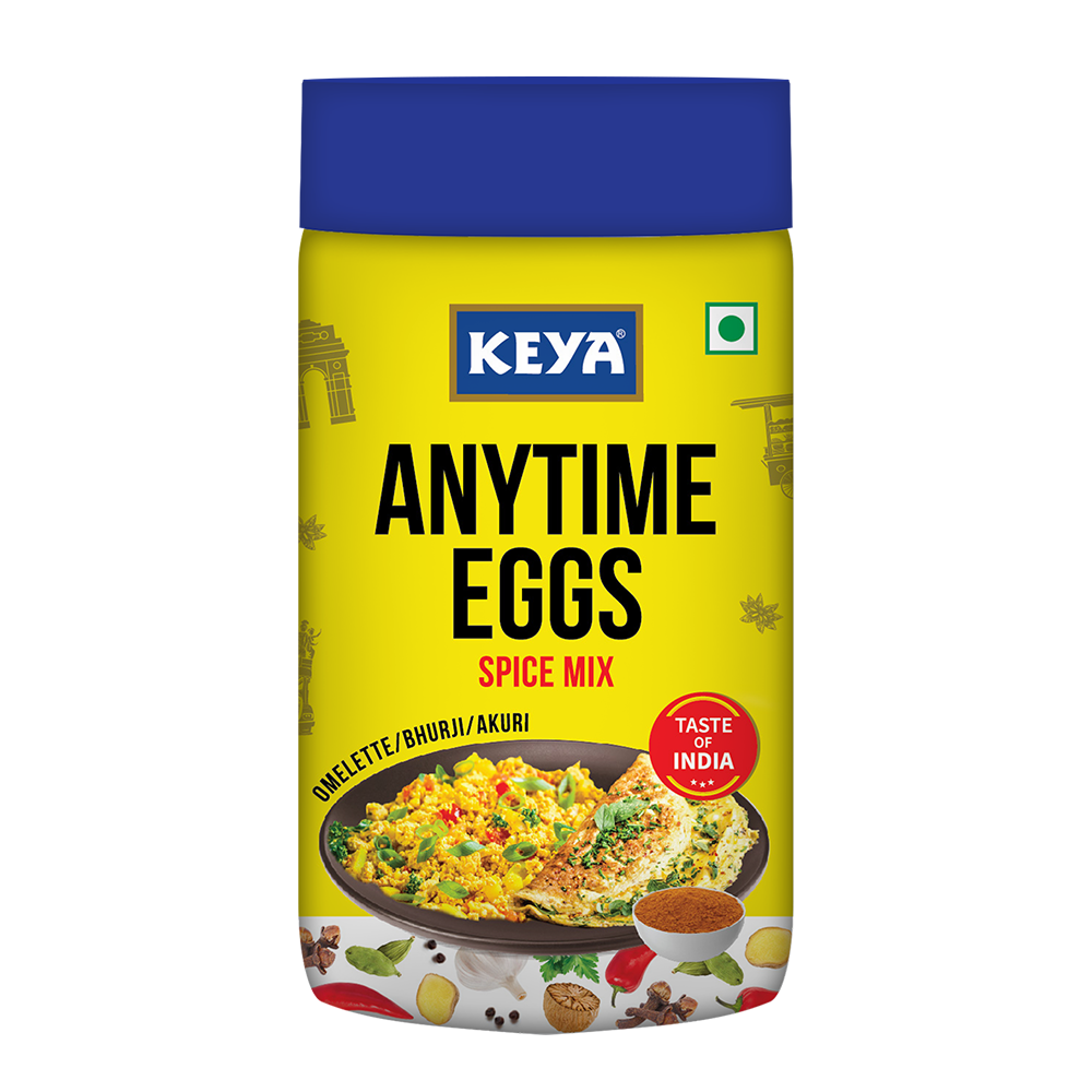 Keyafoods Keya Anytime Culinary Combo Pack with Sandwich and Eggs Spice Mix bottles on a kitchen counter. - Image 5