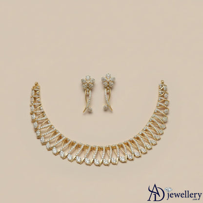 Stud earrings featuring floral motif and shimmering stones