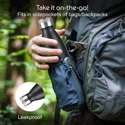 Borosil Bolt Insulated Bottle Matte Black 500 ml