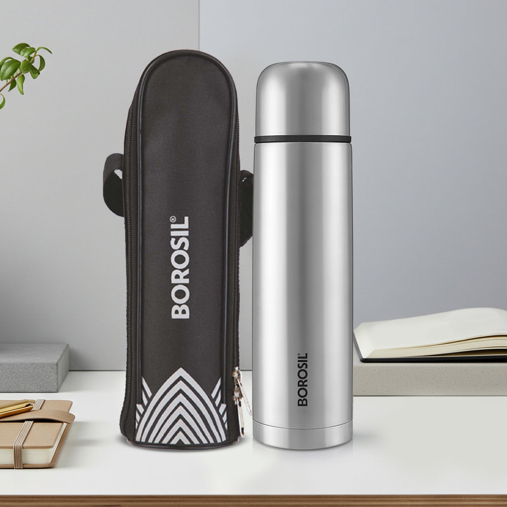 Borosil Thermo Flask Vacuum Insulated Bottle Black