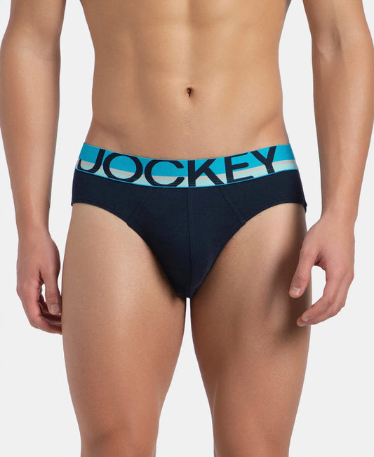 super combed cotton rib solid brief with ultrasoft waistband navy fp02