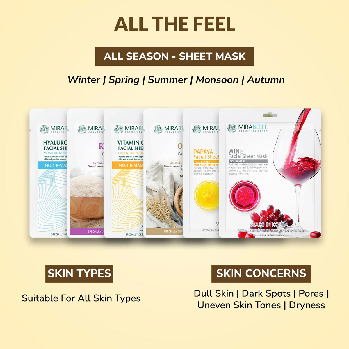Mirabelle Korea Fairness Ex Facial Sheet Masks Pack of 6