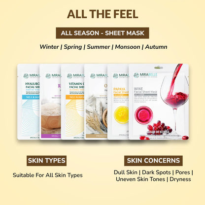 Mirabelle Korea Fairness Ex Facial Sheet Masks Pack of 6