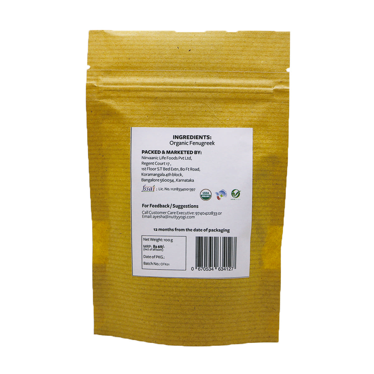 Nutty Yogi Organic Fenugreek Seeds 100gm