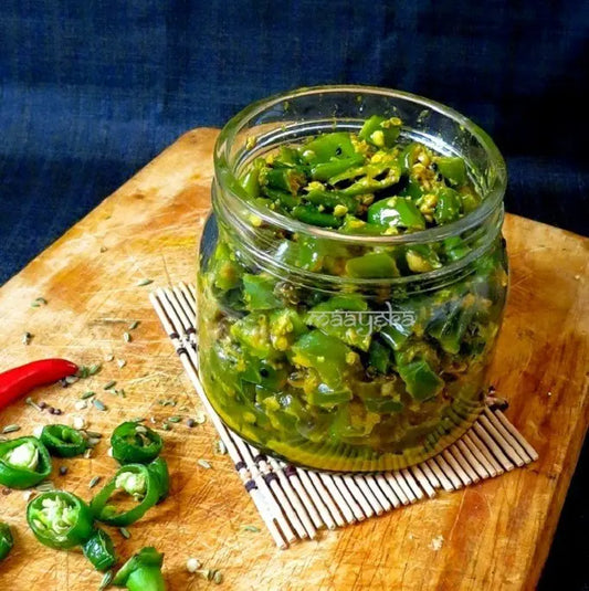 Prakruthi Green Chili With Out Garlic Pickle - PUSHMYCART