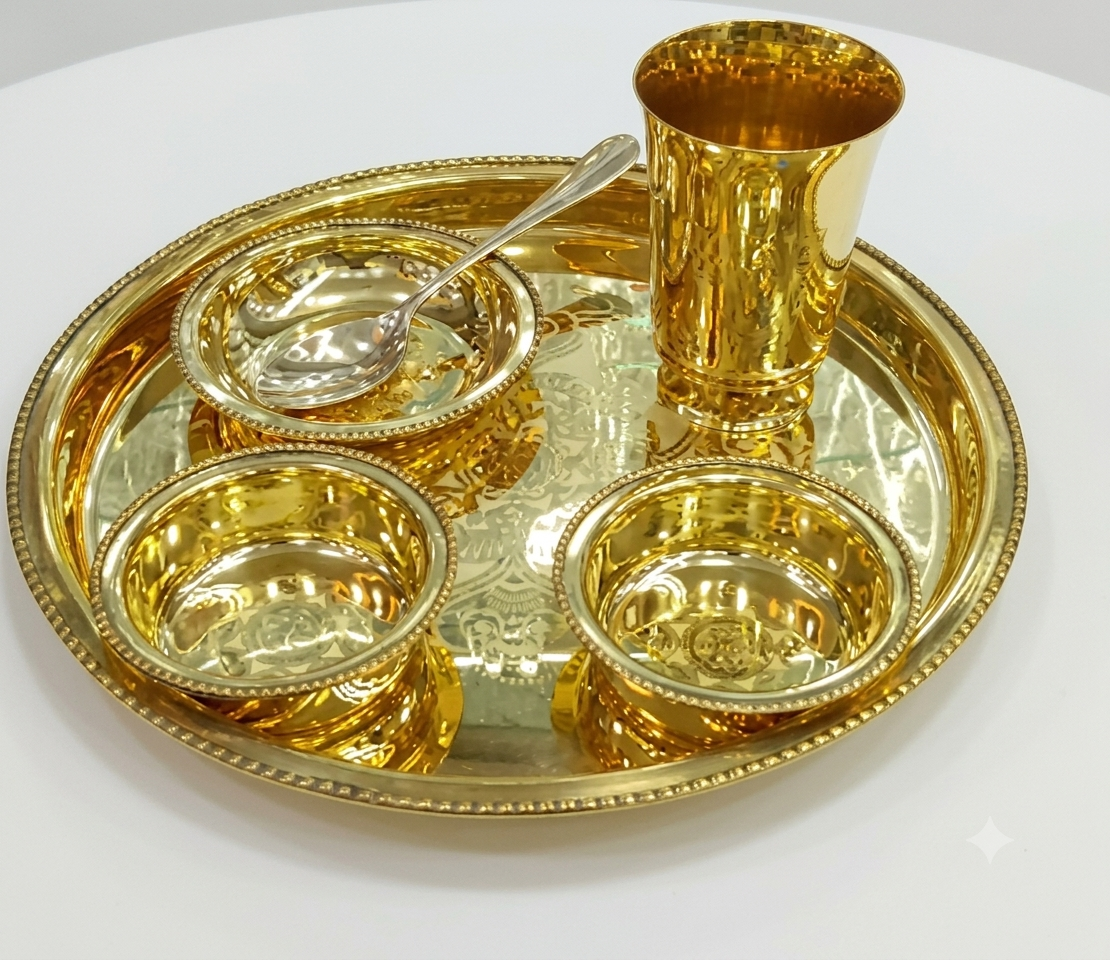 Elegant Brass Pooja Thali Set