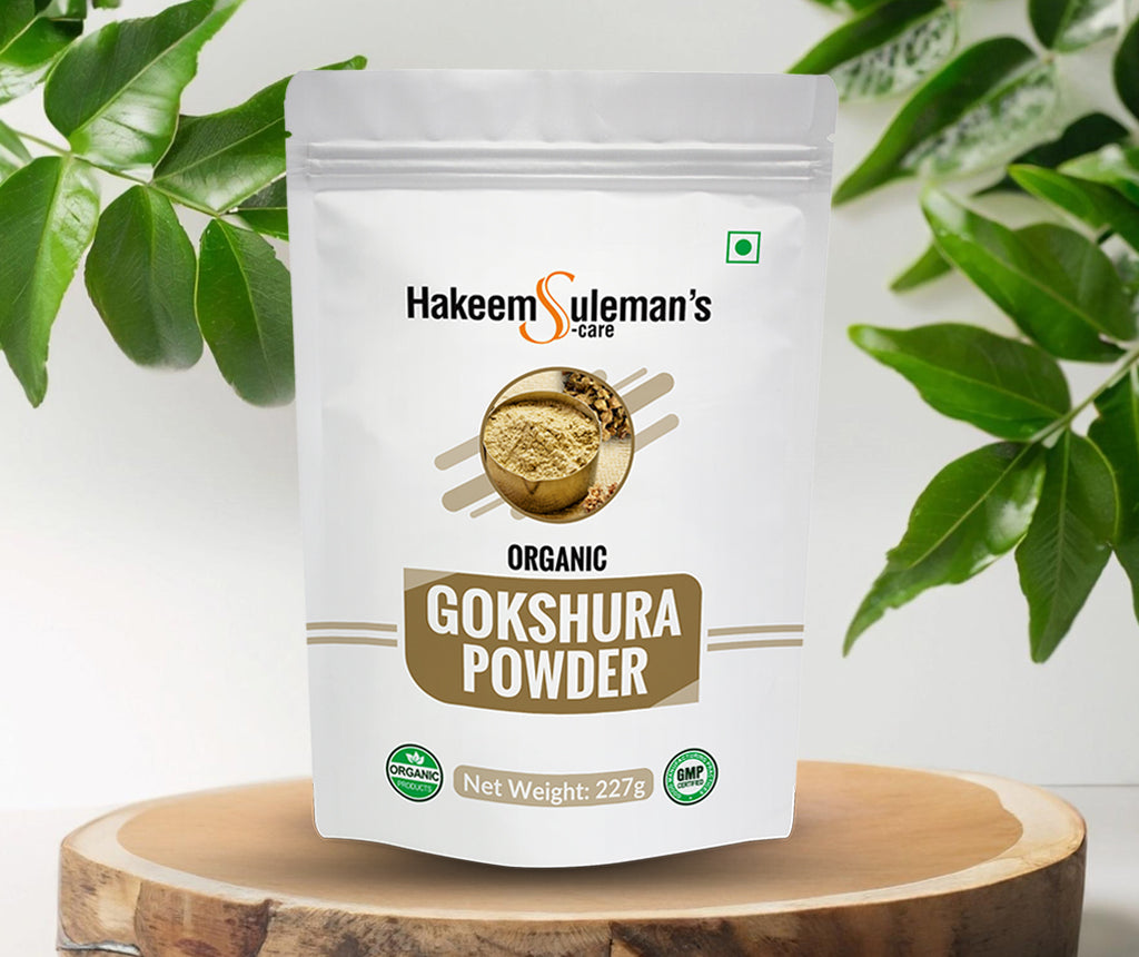 Atiya Herbs Gokshura Powder in a premium, eco-friendly package, showcasing its natural, fine texture for facial app - Image 4