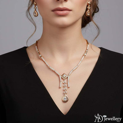 Golden Cascade Elegance Necklace Set front view