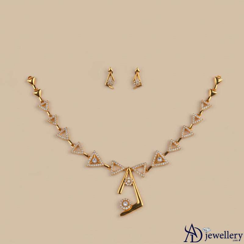 Full necklace set displayed on a stand