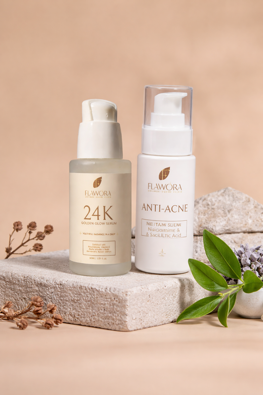 Flawora's 24k Gold + Anti Acne Serum - Combo