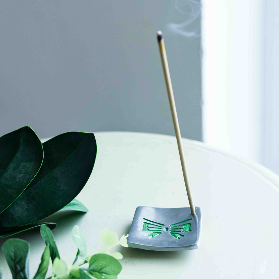 Samskara Home Green Ribbon Incense Holder