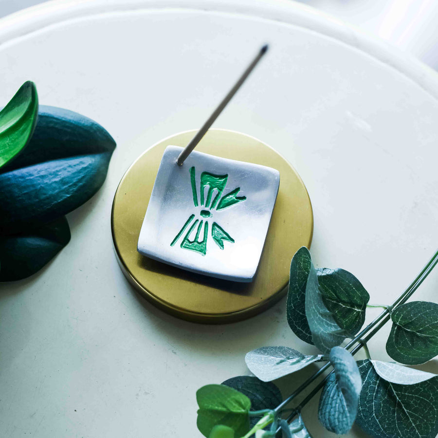 Samskara Home Green Ribbon Incense Holder