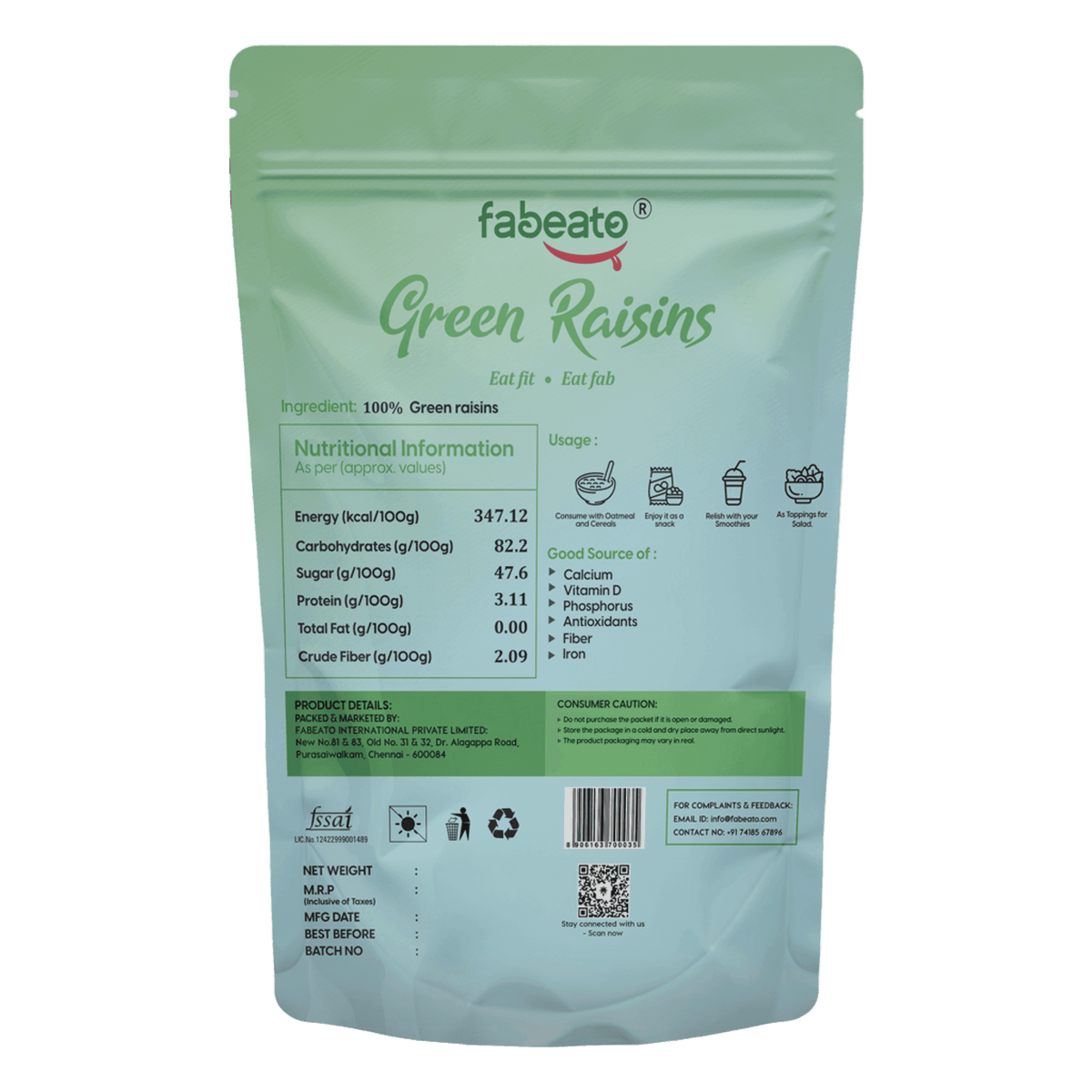 Fabeato Seedless Green Raisins