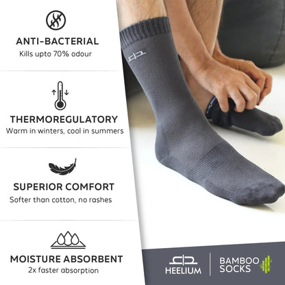 Heelium Bamboo Men Crew Socks (Solids) - 8 Pairs