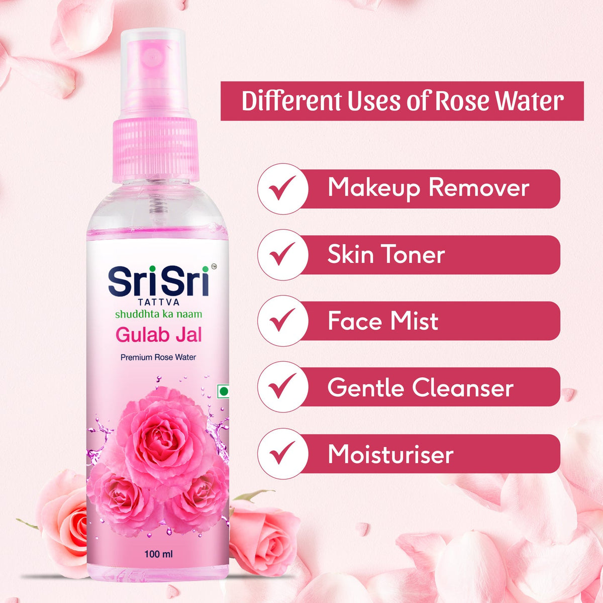 Sri Sri Tattva Gulab Jal 100ml - PUSHMYCART