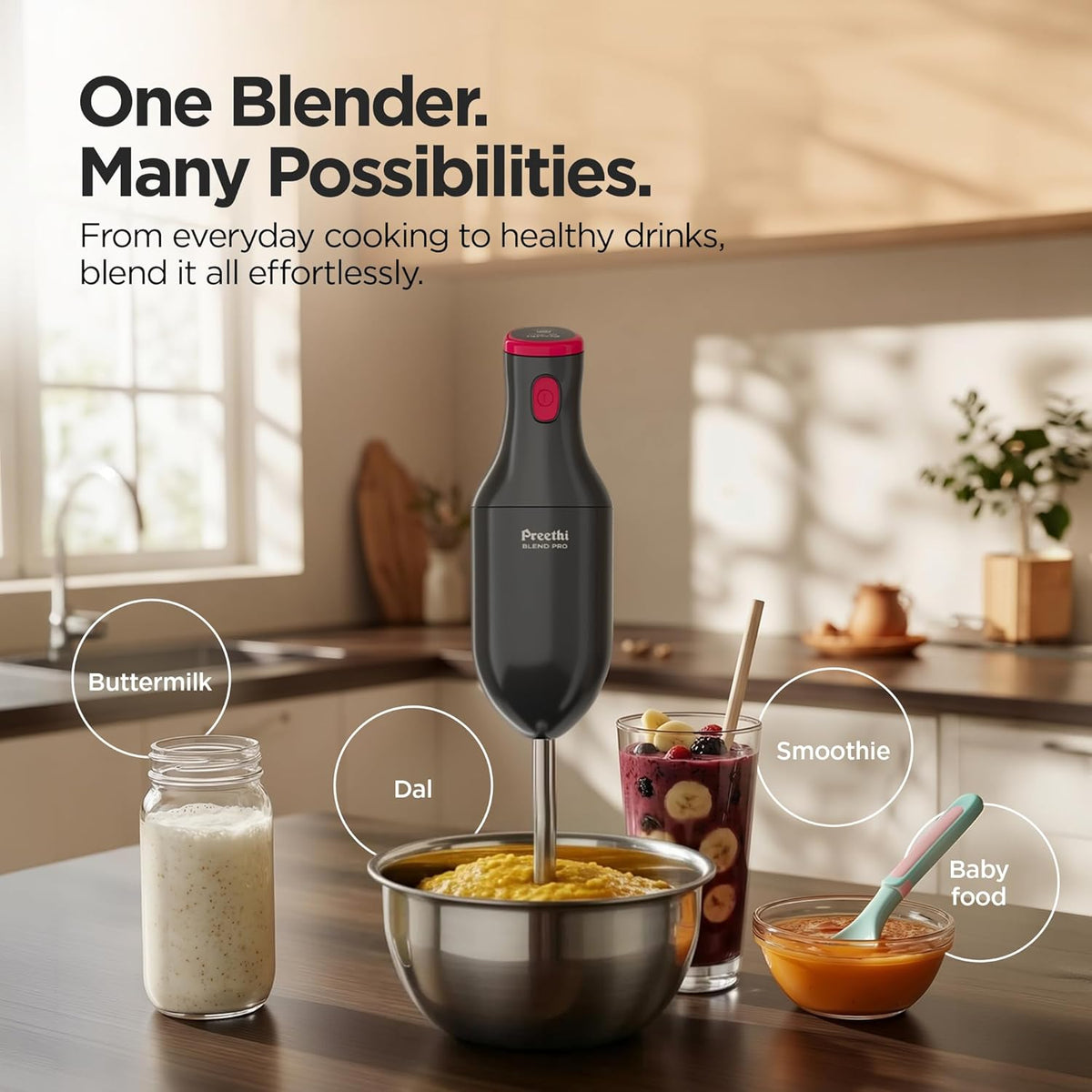 Preethi Blue Leaf Diamond Mixer Grinder and Hand Blender Combo