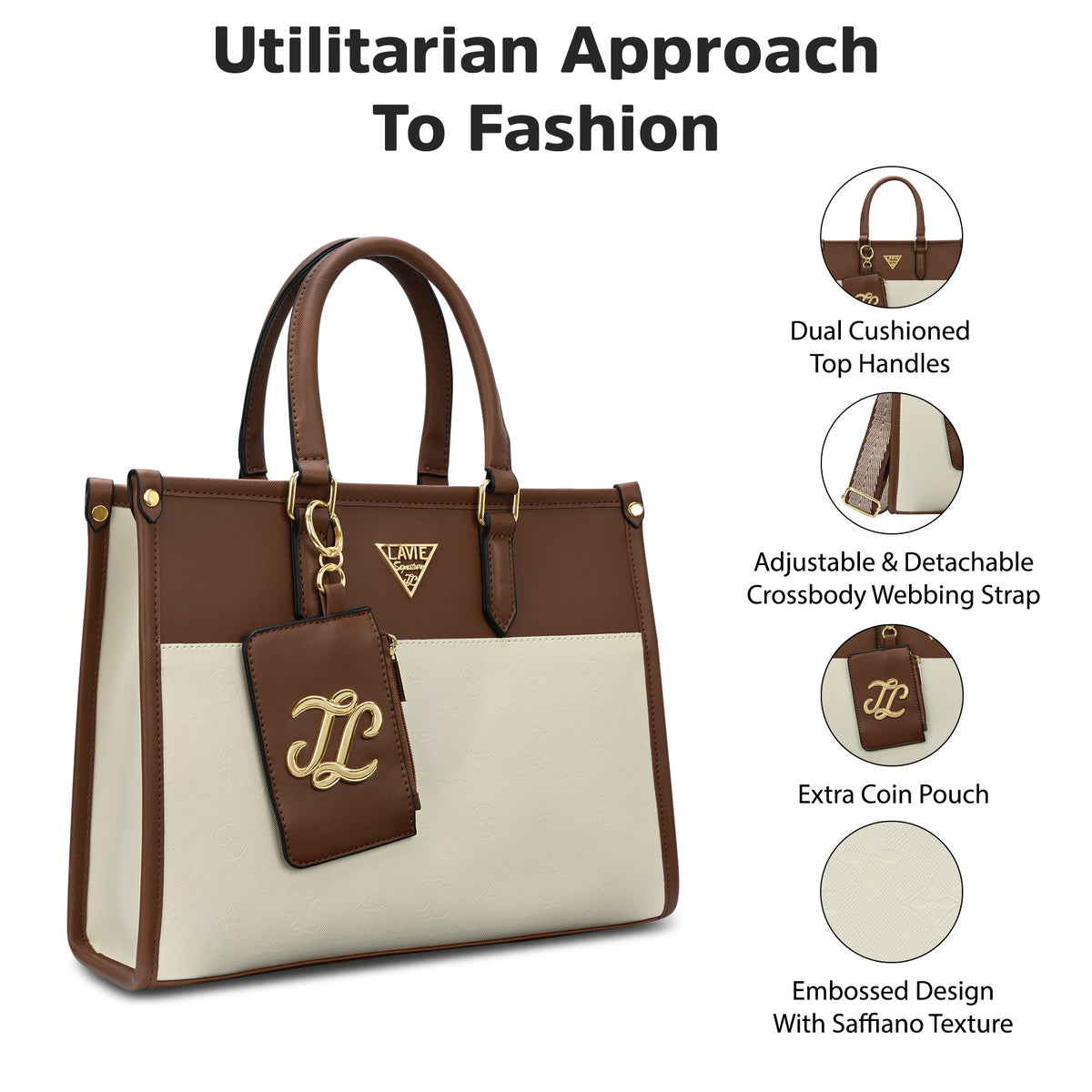Lavie Signature Ithaca Colourblock Medium Tote Bag