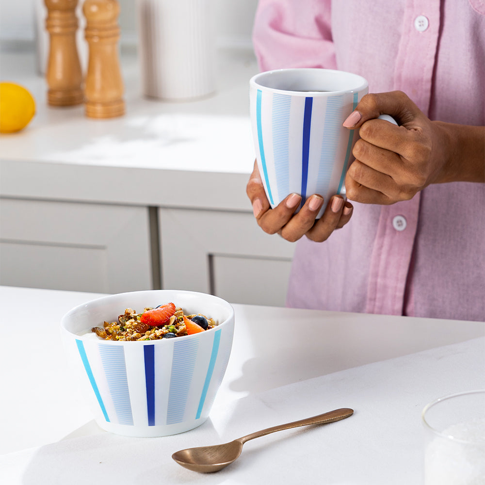 Borosil Larah Blue Strip Breakfast Set 2 Pcs Set