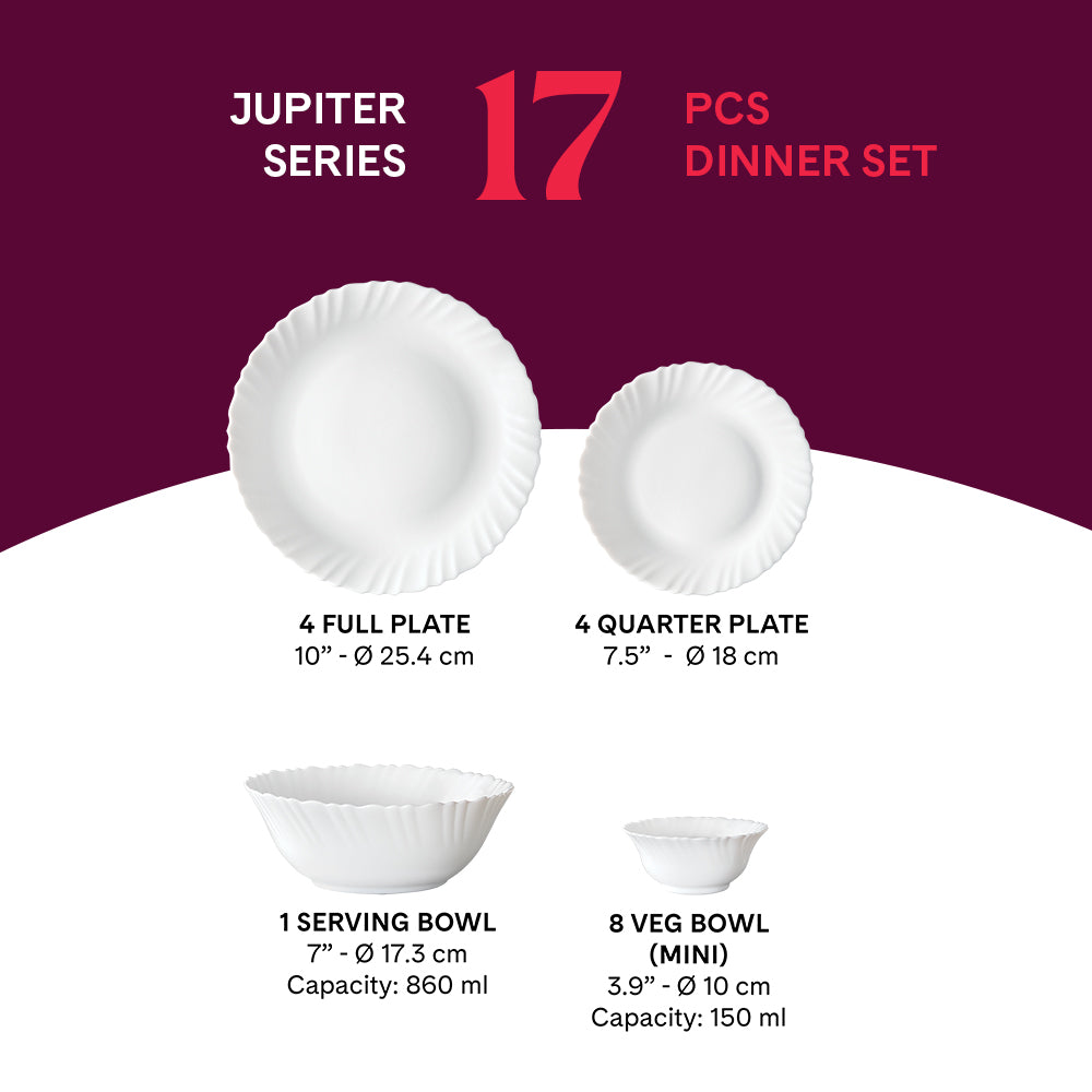 Borosil Larah Arche Dinner Set 17 Pcs Set