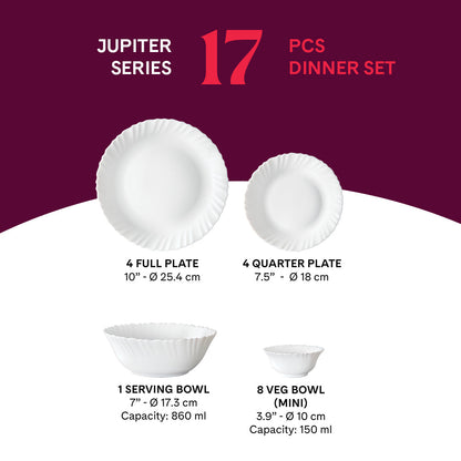 Borosil Larah Arche Dinner Set 17 Pcs Set