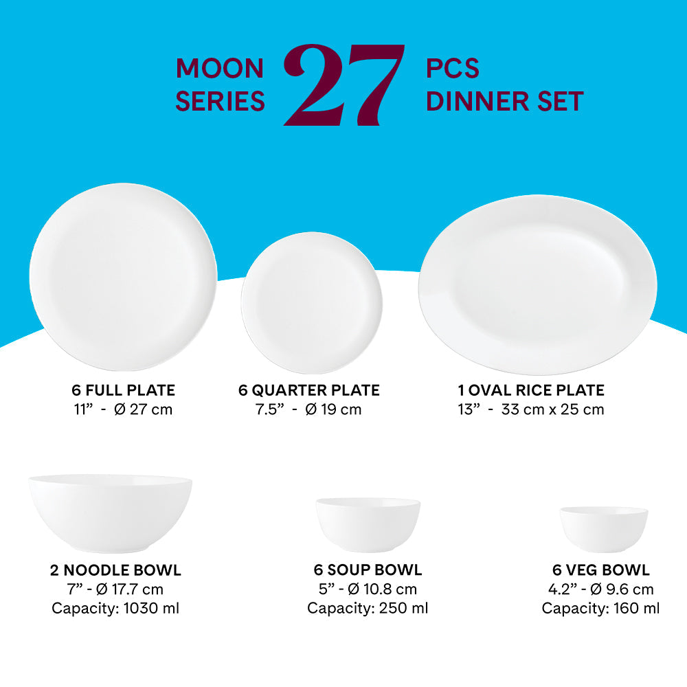 Borosil Larah Inca Dinner Set 27 Pcs Set Serves 6