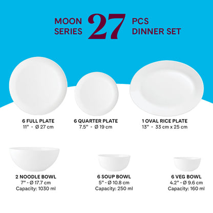Borosil Larah Inca Dinner Set 27 Pcs Set Serves 6