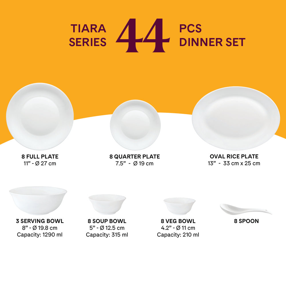 Borosil Larah Amara Maroon Dinner Set 44 Pcs Set Serves 8