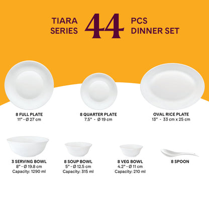 Borosil Larah Amara Maroon Dinner Set 44 Pcs Set Serves 8