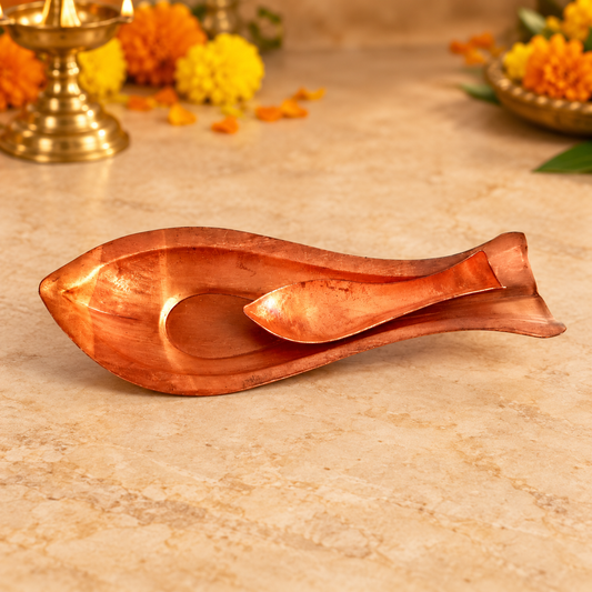 Copper Kosha Kushi Set for Shanti Jal |Tamra Arghya Patra for Puja
