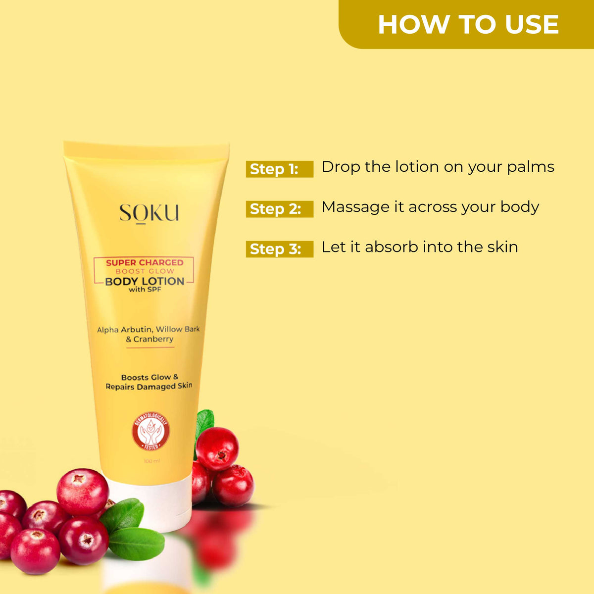 Soku Cosmetic Super Charged Boost Glow Body Lotion with SPF