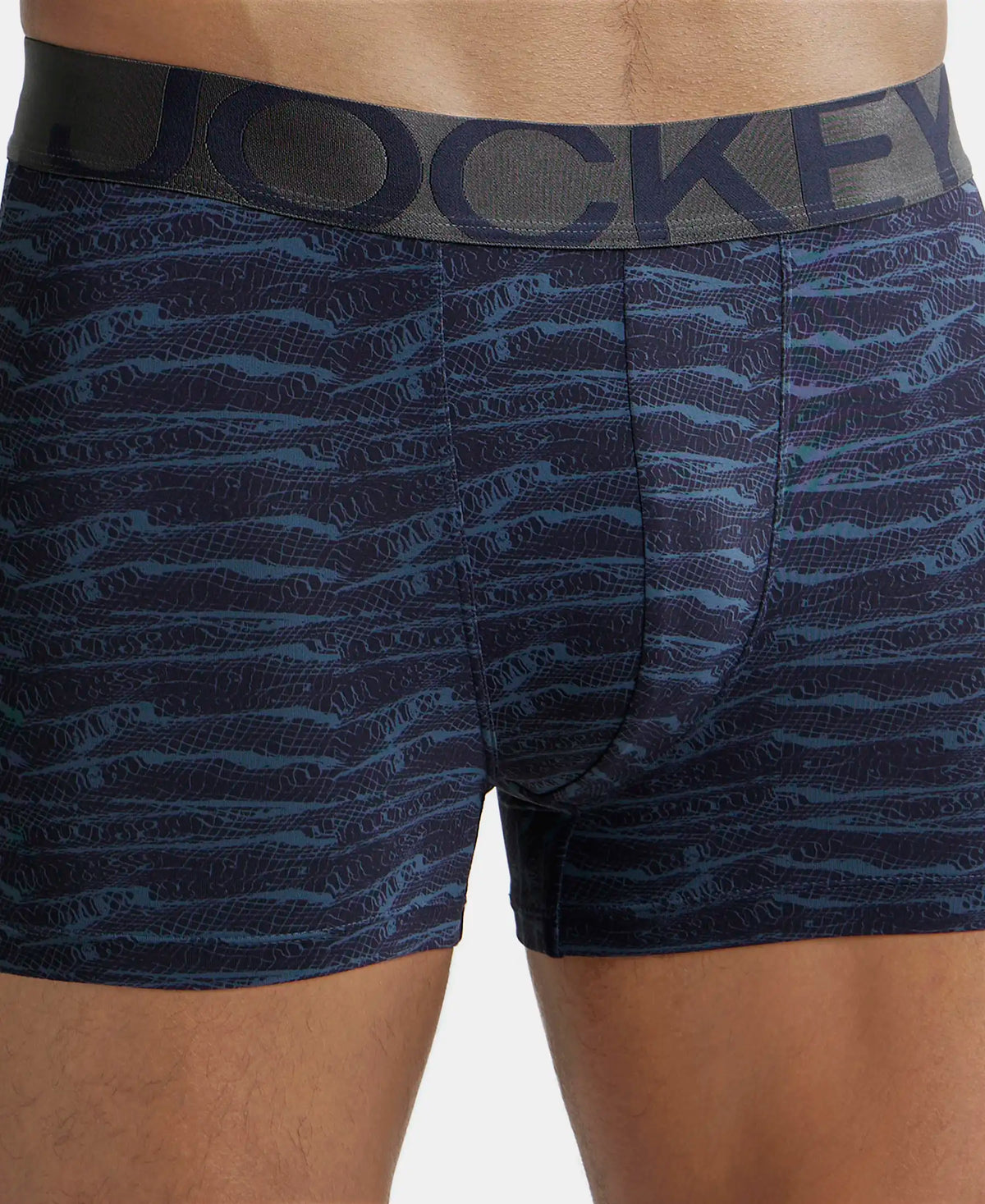 tactel microfiber elastane printed trunk with moisture move properties true navy printed ic30