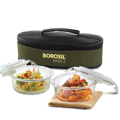 Borosil Basic Round Glass Lunch Box Set of 2