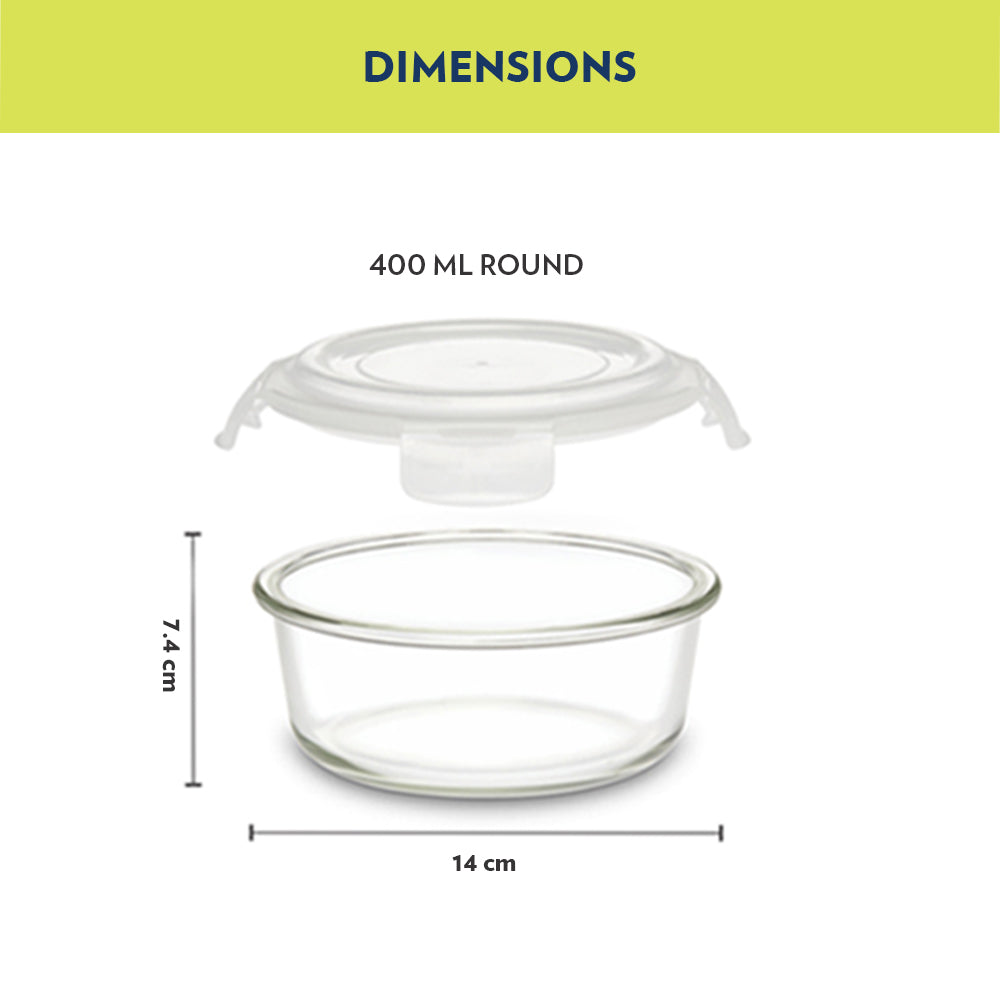 Borosil Teal Round Glass Lunch Box