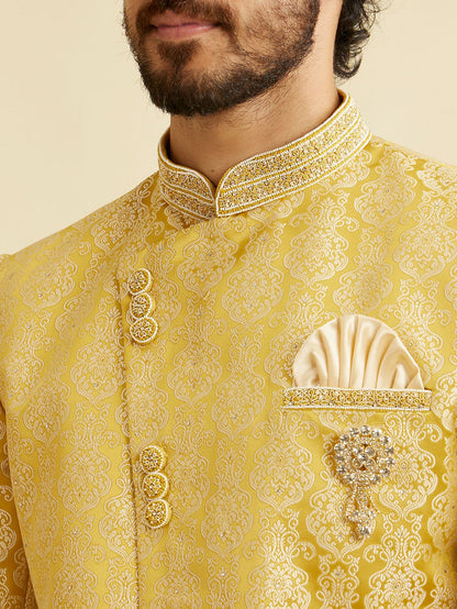 Manyavar Bright Yellow Indo Western - view 2