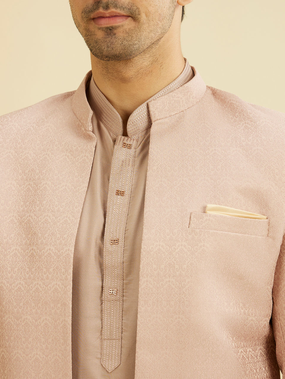 Manyavar Lilac Self Design Jacket Indo Western - view 2