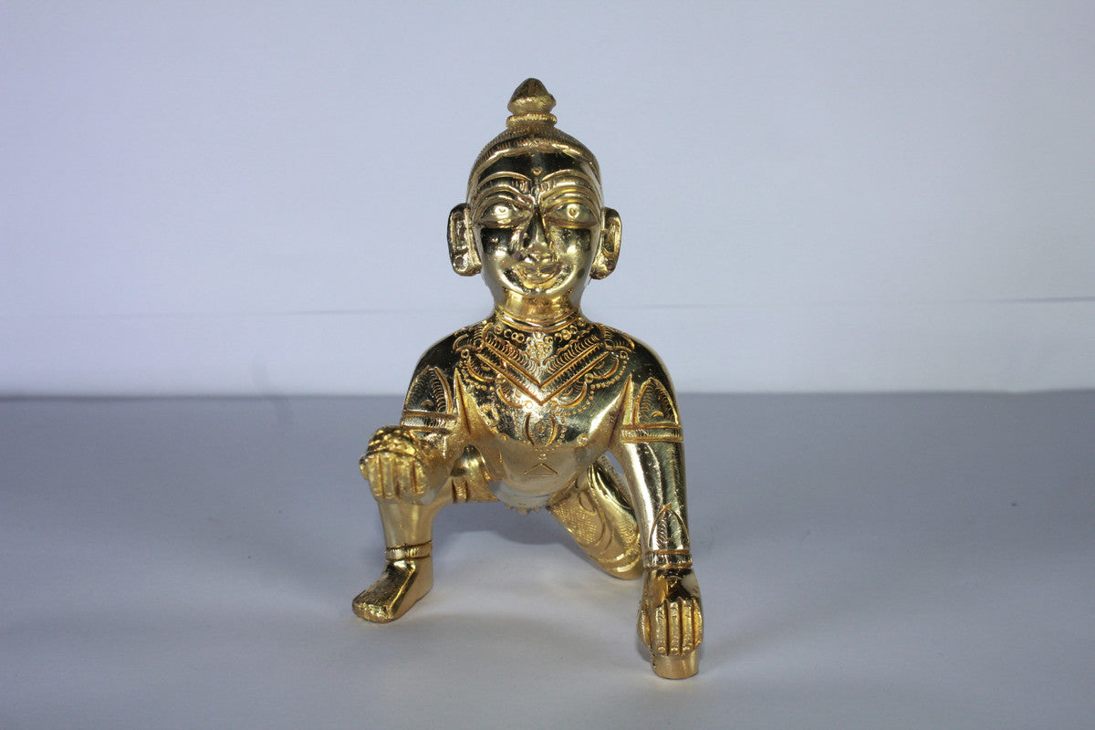 Brass Laddu Gopal Statue Murti Idol 659g - PUSHMYCART