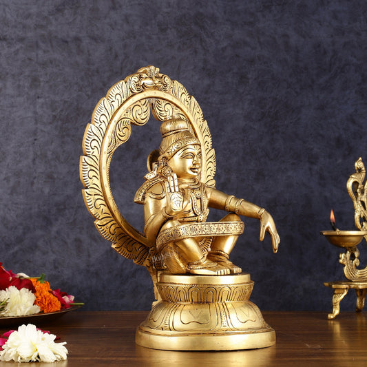 BudhShiv Pure Brass Superfine Ayyappa Swamy Idol 12 Inch
