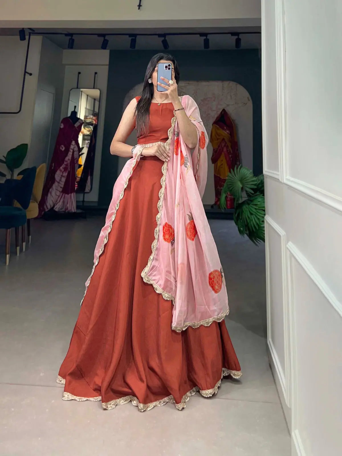 Ethenika Viscose Chanderi Lehenga Choli Set