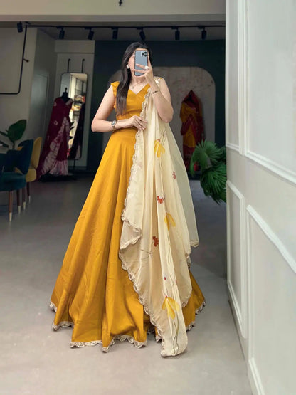 Ethenika Viscose Chanderi Lehenga Choli Set