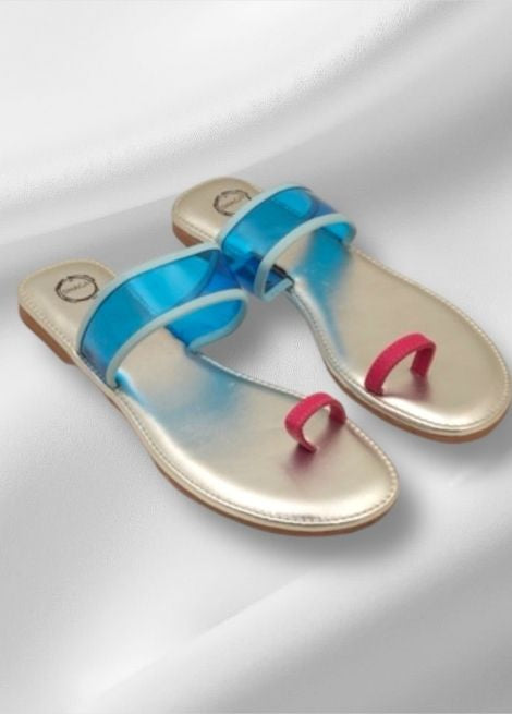 Dhaga Aqua Pop Beach Flat Kolhapuri for Women