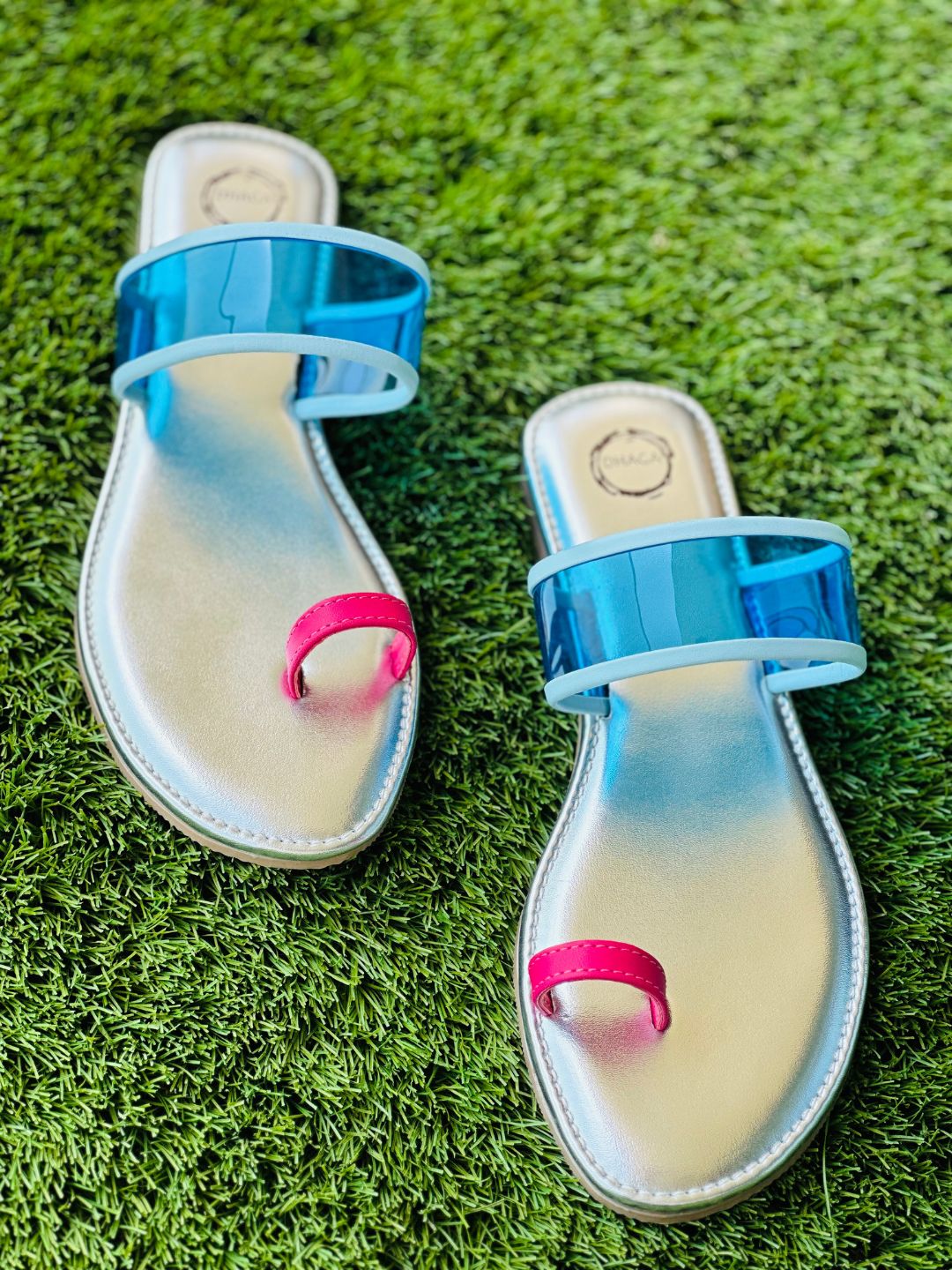 Dhaga Aqua Pop Beach Flat Kolhapuri for Women