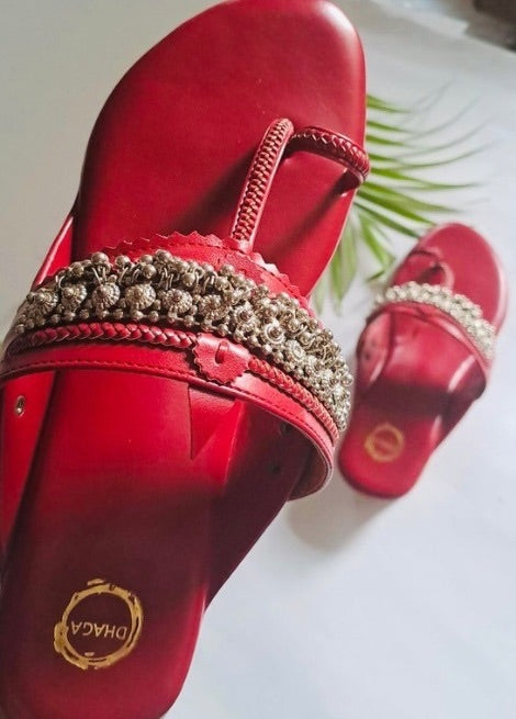 Dhaga Rajwada Red Maroon Kolhapuri for Women