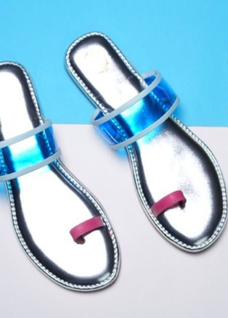 Dhaga Aqua Pop Beach Flat Kolhapuri for Women