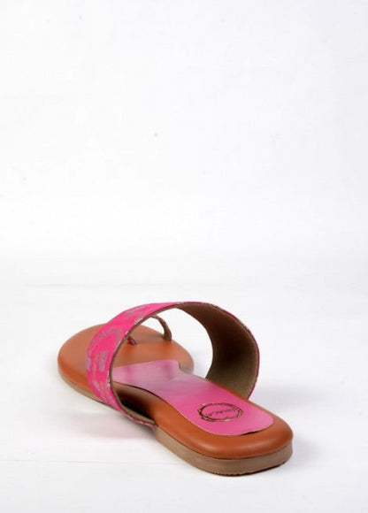 Dhaga Gulabo Grace Pink Flat Kolhapuri for Women