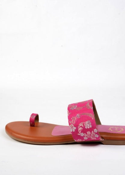 Dhaga Gulabo Grace Pink Flat Kolhapuri for Women