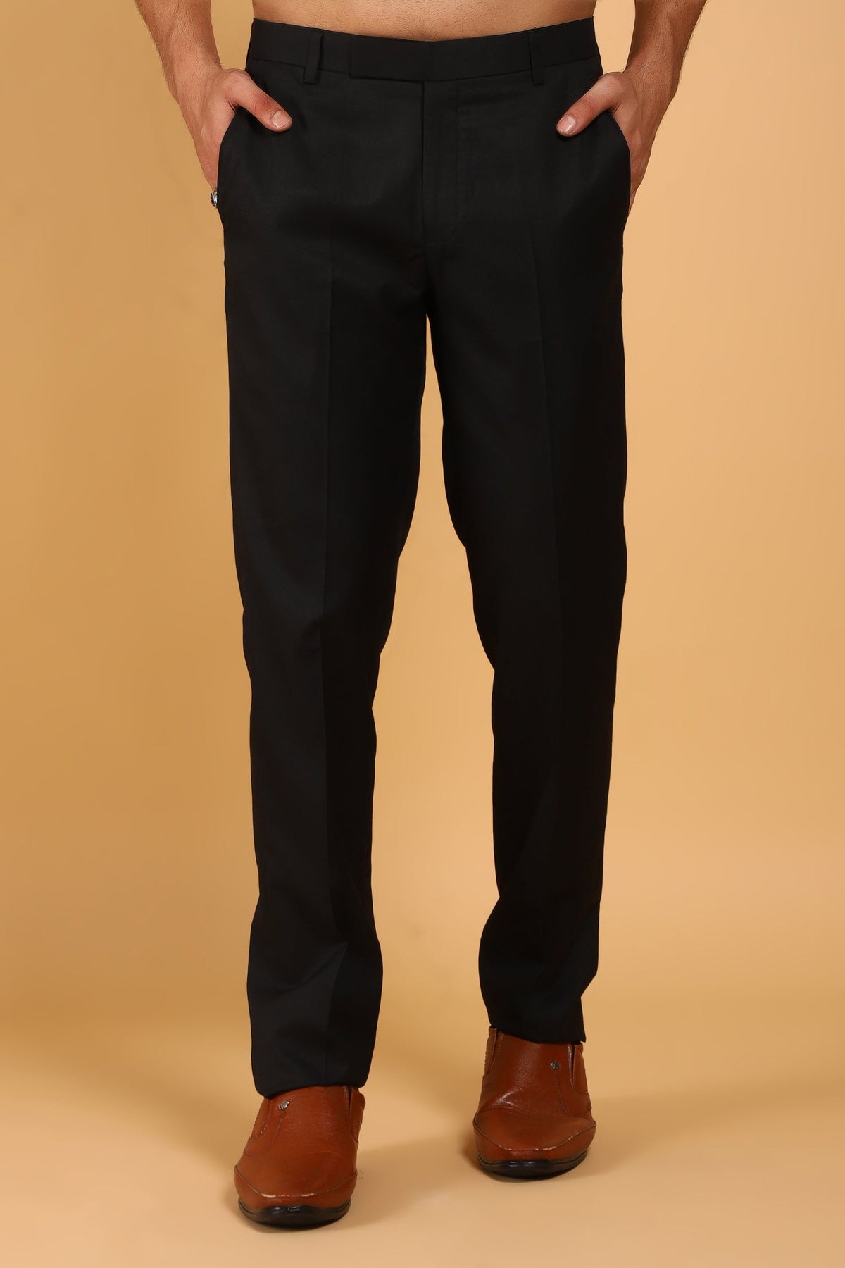 BLUEBIRD MEN'S BLACK LYCRA FORMAL TROUSER