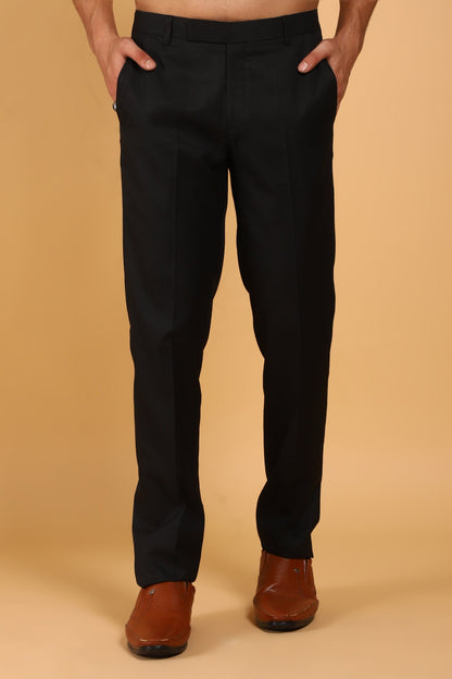 BLUEBIRD MEN'S BLACK LYCRA FORMAL TROUSER